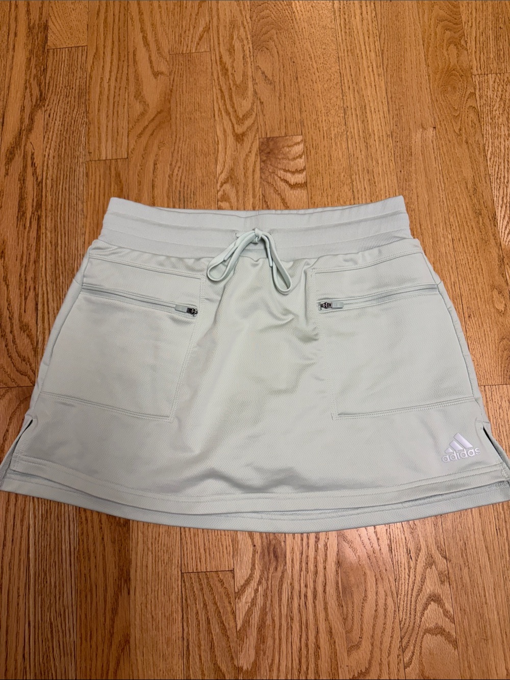 adidas Mint Green Athletic Skort with Drawstring & Zipper Pockets